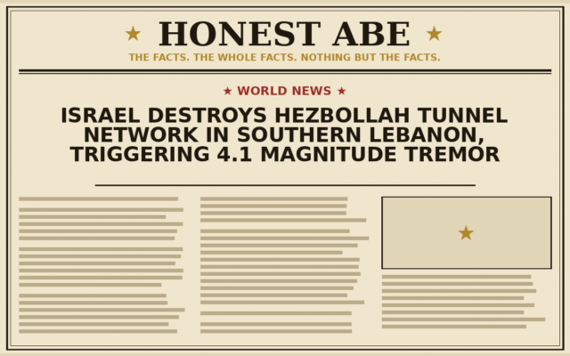Israel Destroys Hezbollah Tunnel Network in Southern Lebanon, Triggering 4.1 Magnitude Tremor