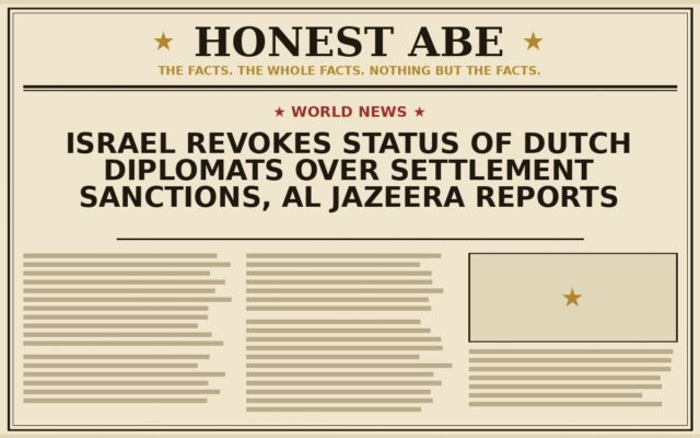 Israel Revokes Status of Dutch Diplomats Over Settlement Sanctions, Al Jazeera Reports