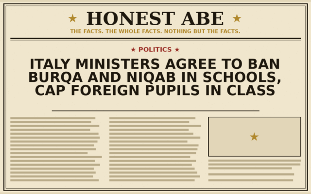 Italy Ministers Agree to Ban Burqa and Niqab in Schools, Cap Foreign Pupils in Class