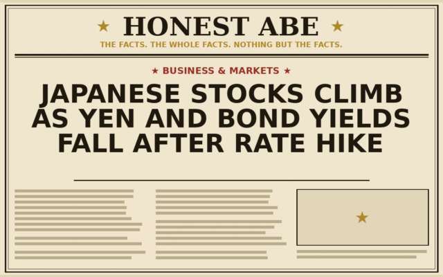 Japanese Stocks Climb as Yen and Bond Yields Fall After Rate Hike