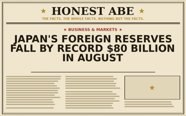 Japan’s Foreign Reserves Fall by Record $80 Billion in August