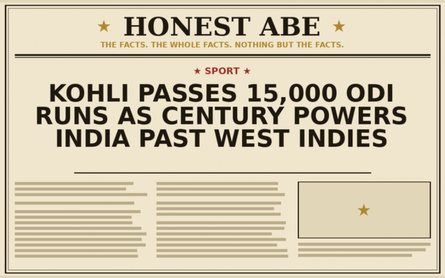 Kohli Passes 15,000 ODI Runs as Century Powers India Past West Indies