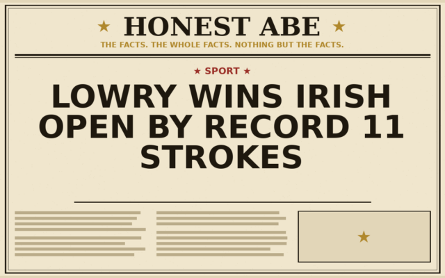Lowry Wins Irish Open by Record 11 Strokes