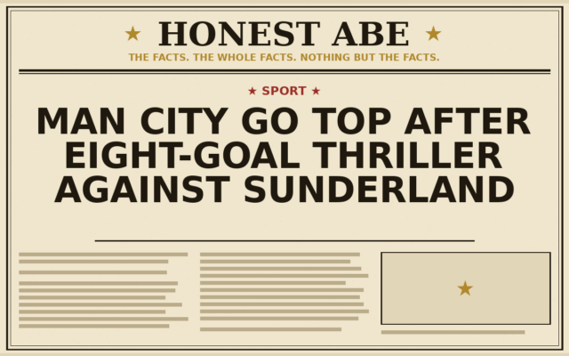 Man City Go Top After Eight-Goal Thriller Against Sunderland