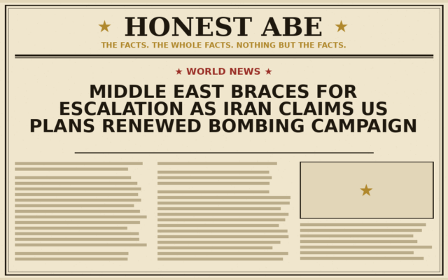 Middle East Braces for Escalation as Iran Claims US Plans Renewed Bombing Campaign