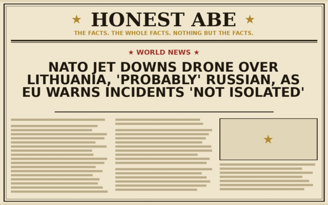 NATO Jet Downs Drone Over Lithuania, ‘Probably’ Russian, as EU Warns Incidents ‘Not Isolated’