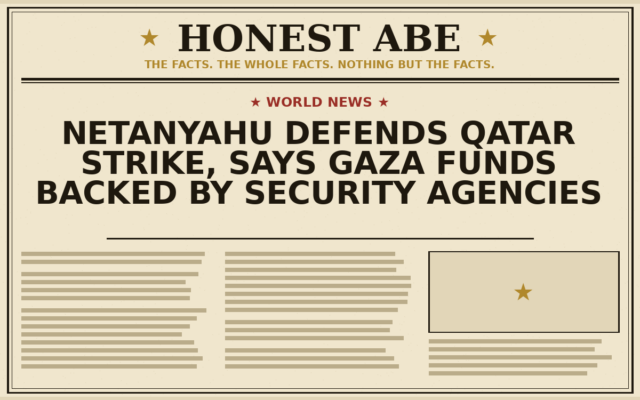 Netanyahu Defends Qatar Strike, Says Gaza Funds Backed by Security Agencies