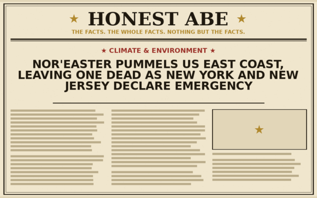 Nor’easter Pummels US East Coast, Leaving One Dead as New York and New Jersey Declare Emergency