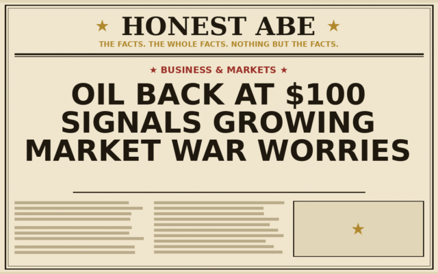 Oil Back at $100 Signals Growing Market War Worries