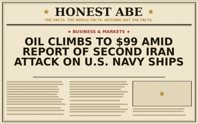 Oil Climbs to $99 Amid Report of Second Iran Attack on U.S. Navy Ships