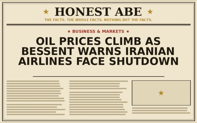 Oil Prices Climb as Bessent Warns Iranian Airlines Face Shutdown