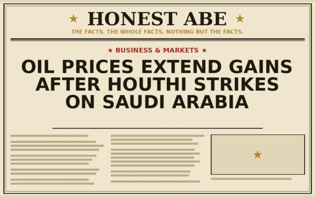 Oil Prices Extend Gains After Houthi Strikes on Saudi Arabia