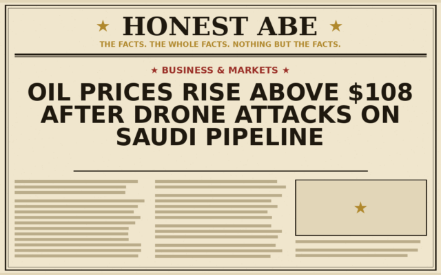 Oil Prices Rise Above $108 After Drone Attacks on Saudi Pipeline