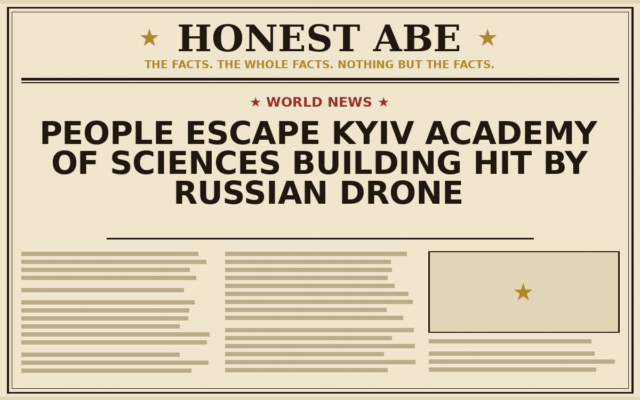 People Escape Kyiv Academy of Sciences Building Hit by Russian Drone