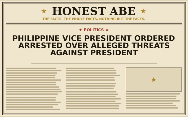 Philippine Vice President Ordered Arrested Over Alleged Threats Against President