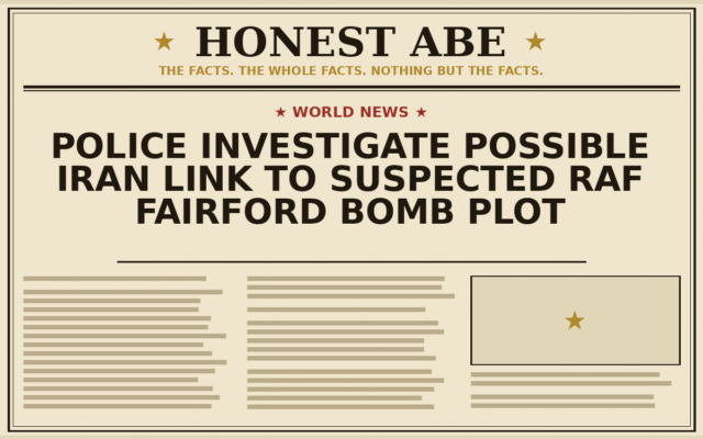 Police Investigate Possible Iran Link to Suspected RAF Fairford Bomb Plot