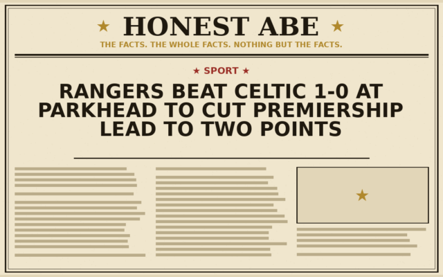 Rangers Beat Celtic 1-0 at Parkhead to Cut Premiership Lead to Two Points