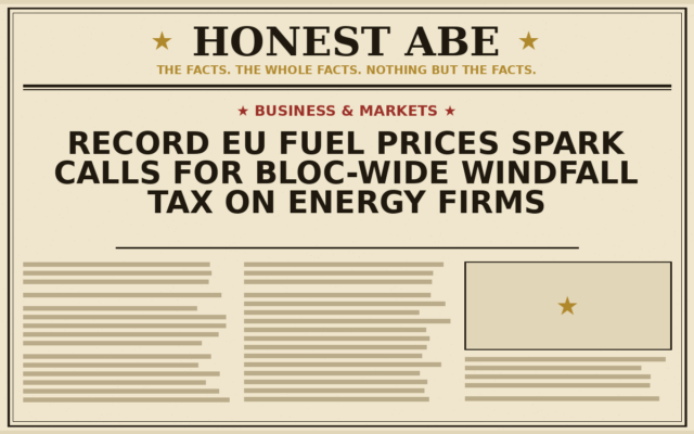 Record EU Fuel Prices Spark Calls for Bloc-Wide Windfall Tax on Energy Firms