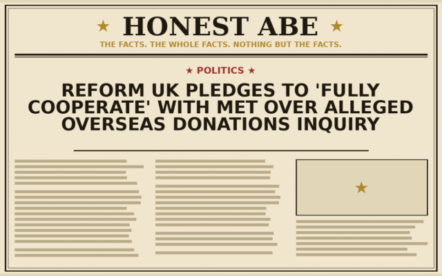 Reform UK Pledges to ‘Fully Cooperate’ With Met Over Alleged Overseas Donations Inquiry