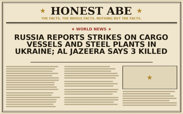 Russia Reports Strikes on Cargo Vessels and Steel Plants in Ukraine; Al Jazeera Says 3 Killed