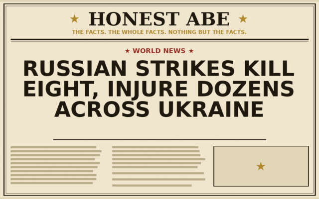 Russian Strikes Kill Eight, Injure Dozens Across Ukraine