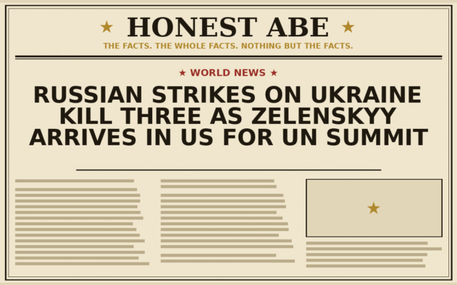Russian Strikes on Ukraine Kill Three as Zelenskyy Arrives in US for UN Summit