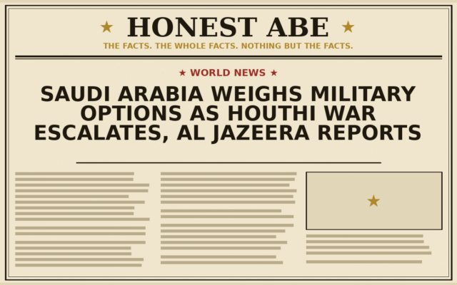 Saudi Arabia Weighs Military Options as Houthi War Escalates, Al Jazeera Reports