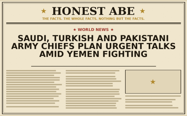 Saudi, Turkish and Pakistani Army Chiefs Plan Urgent Talks Amid Yemen Fighting