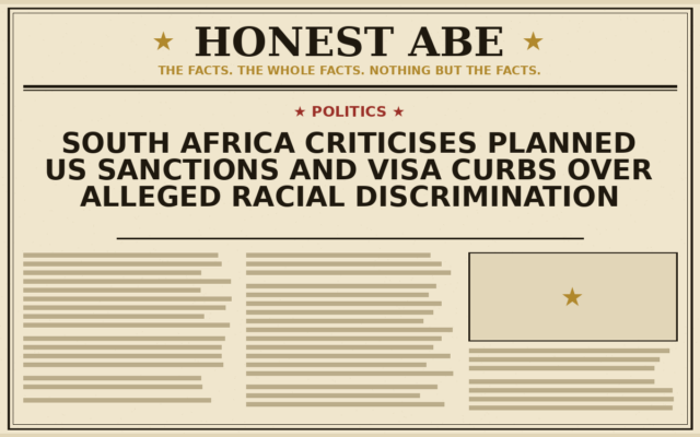South Africa Criticises Planned US Sanctions and Visa Curbs Over Alleged Racial Discrimination