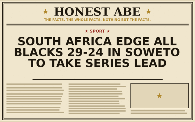South Africa Edge All Blacks 29-24 in Soweto to Take Series Lead