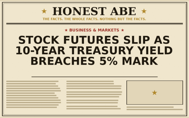 Stock Futures Slip as 10-Year Treasury Yield Breaches 5% Mark