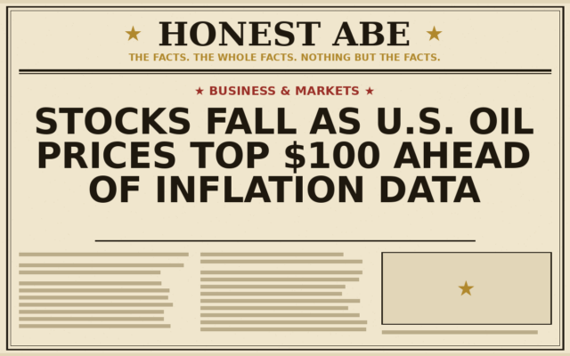 Stocks Fall as U.S. Oil Prices Top $100 Ahead of Inflation Data