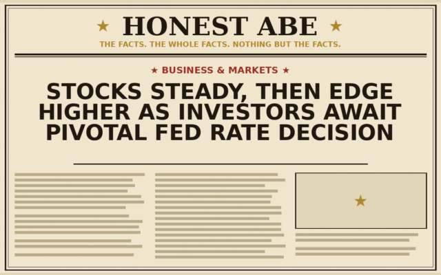 Stocks Steady, Then Edge Higher as Investors Await Pivotal Fed Rate Decision