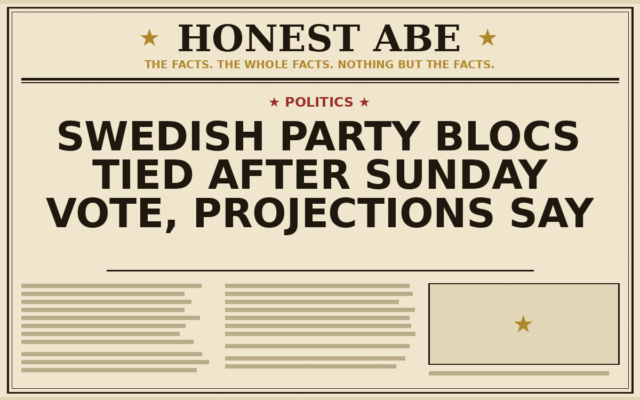Swedish Party Blocs Tied After Sunday Vote, Projections Say