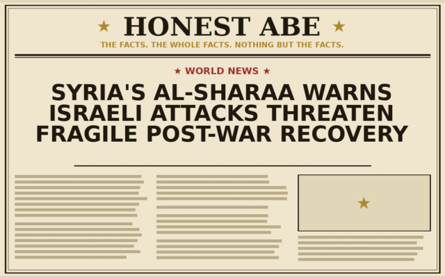 Syria’s al-Sharaa Warns Israeli Attacks Threaten Fragile Post-War Recovery
