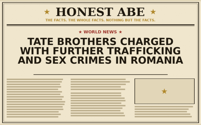 Tate Brothers Charged With Further Trafficking and Sex Crimes in Romania