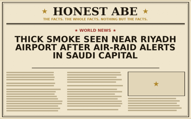 Thick Smoke Seen Near Riyadh Airport After Air-Raid Alerts in Saudi Capital