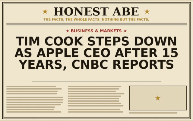 Tim Cook Steps Down as Apple CEO After 15 Years, CNBC Reports