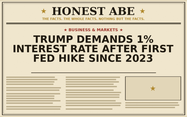 Trump Demands 1% Interest Rate After First Fed Hike Since 2023