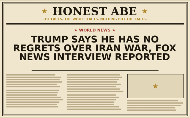 Trump Says He Has No Regrets Over Iran War, Fox News Interview Reported