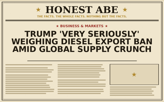 Trump ‘Very Seriously’ Weighing Diesel Export Ban Amid Global Supply Crunch