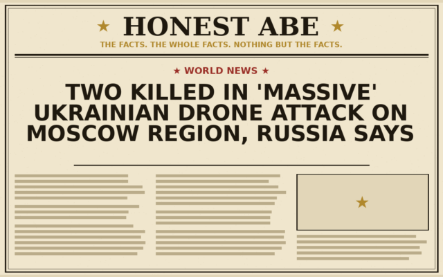 Two Killed in ‘Massive’ Ukrainian Drone Attack on Moscow Region, Russia Says