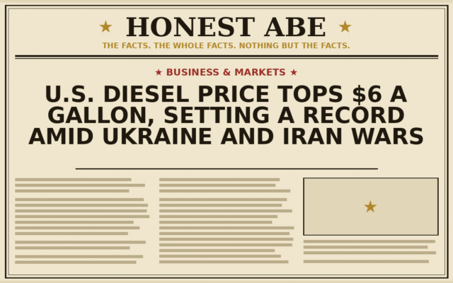 U.S. Diesel Price Tops $6 a Gallon, Setting a Record Amid Ukraine and Iran Wars