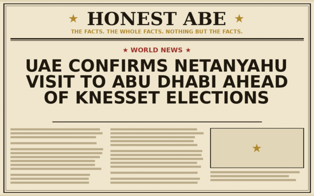 UAE Confirms Netanyahu Visit to Abu Dhabi Ahead of Knesset Elections