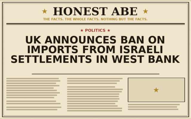 UK Announces Ban on Imports From Israeli Settlements in West Bank