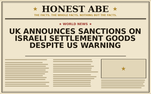 UK Announces Sanctions on Israeli Settlement Goods Despite US Warning