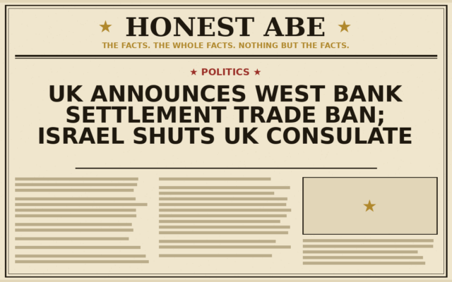 UK Announces West Bank Settlement Trade Ban; Israel Shuts UK Consulate
