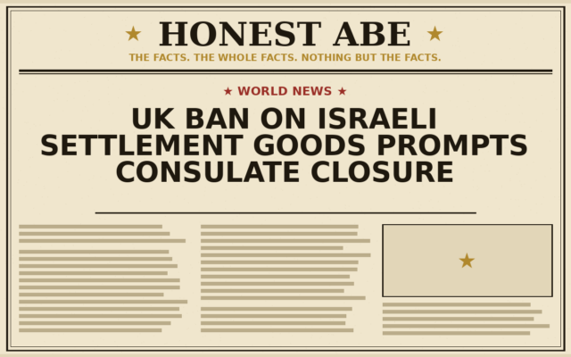 UK Ban on Israeli Settlement Goods Prompts Consulate Closure