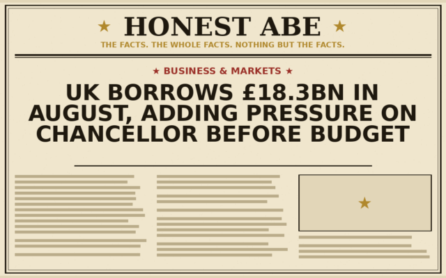 UK Borrows £18.3bn in August, Adding Pressure on Chancellor Before Budget
