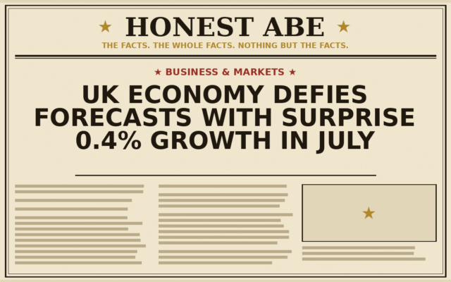 UK Economy Defies Forecasts With Surprise 0.4% Growth in July